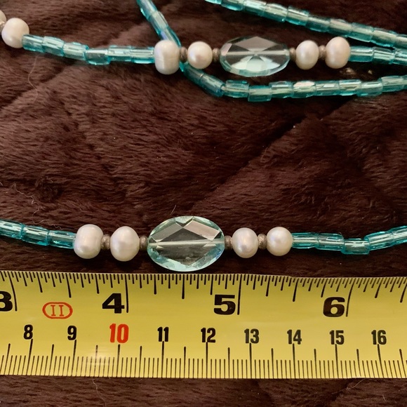 AQUAMARINE & PEARL NECKLACE - Picture 5 of 7